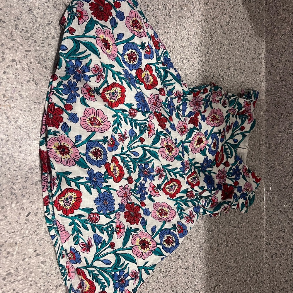 Vineyard Vines White Floral Dress with Blue, Green, and Red Print
